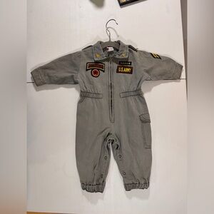 Vintage Baby US Army Flight Suit Cotton Romper Jumpsuit West Rangers Size 12 mo